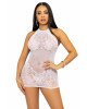 Сукня-сітка зі стразами Leg Avenue Rhinestone halter mini dress White, відкрита спина, one size
