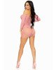 Сукня-сітка з сердечками Leg Avenue Heart net mini dress Pink, зав’язки, відкриті плечі, one size