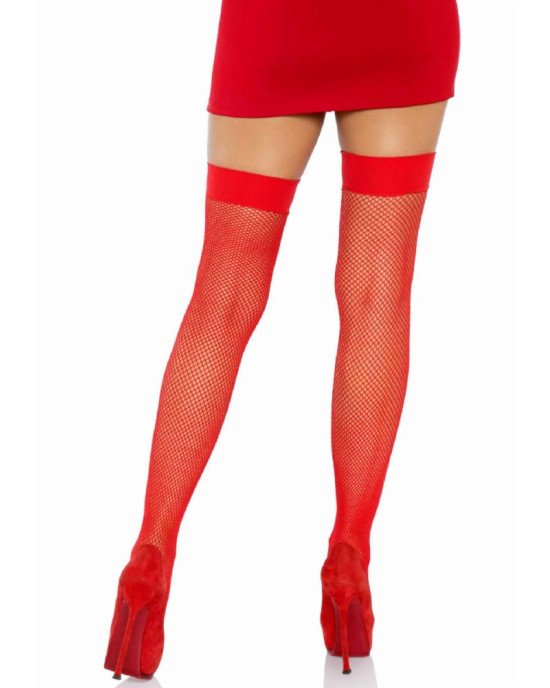 Leg Avenue Fishnet Thigh Highs With Bow OS Red