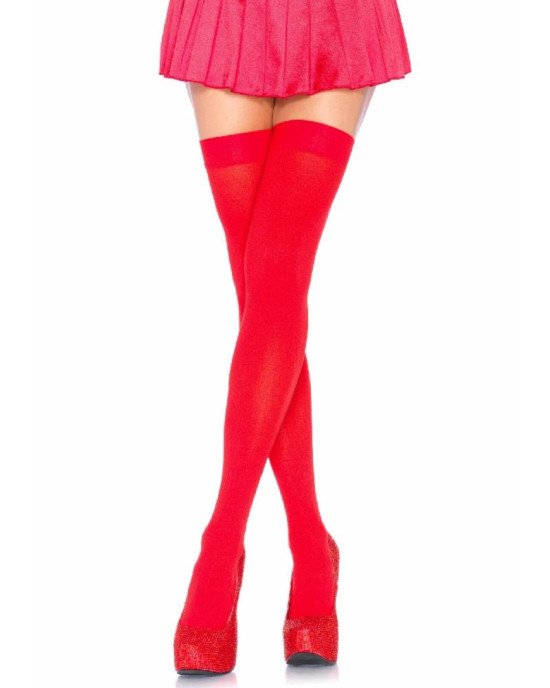 Leg Avenue Opaque Nylon Thigh Highs OS Red Leg Avenue Opaque Nylon Thigh Highs OS Red