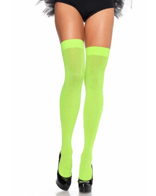 Leg Avenue Opaque Nylon Thigh Highs OS Neon Green Leg Avenue Opaque Nylon Thigh Highs OS Neon Green