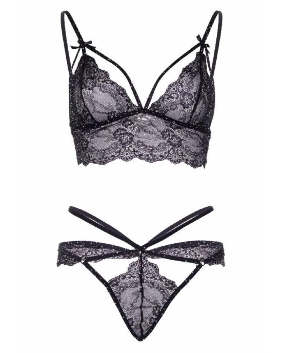 Leg Avenue Strappy bralette and g-string S Black