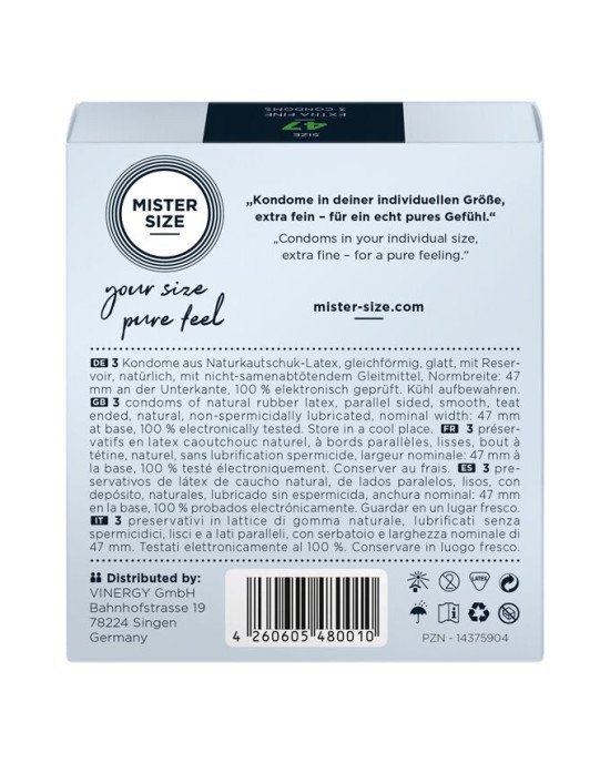 Презервативи Mister Size - pure feel - 47 (3 condoms), товщина 0,05 мм Презервативи Mister Size - pure feel - 47 (3 condoms), товщина 0,05 мм
