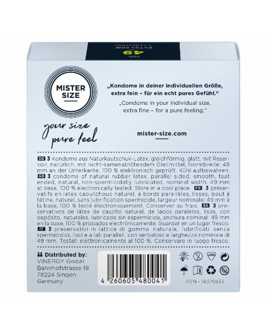 Презервативи Mister Size - pure feel - 49 (3 condoms), товщина 0,05 мм Презервативи Mister Size - pure feel - 49 (3 condoms), товщина 0,05 мм