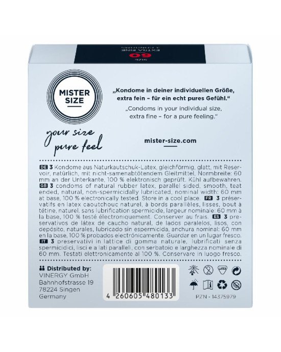 Презервативи Mister Size - pure feel - 60 (3 condoms), товщина 0,05 мм Презервативи Mister Size - pure feel - 60 (3 condoms), товщина 0,05 мм