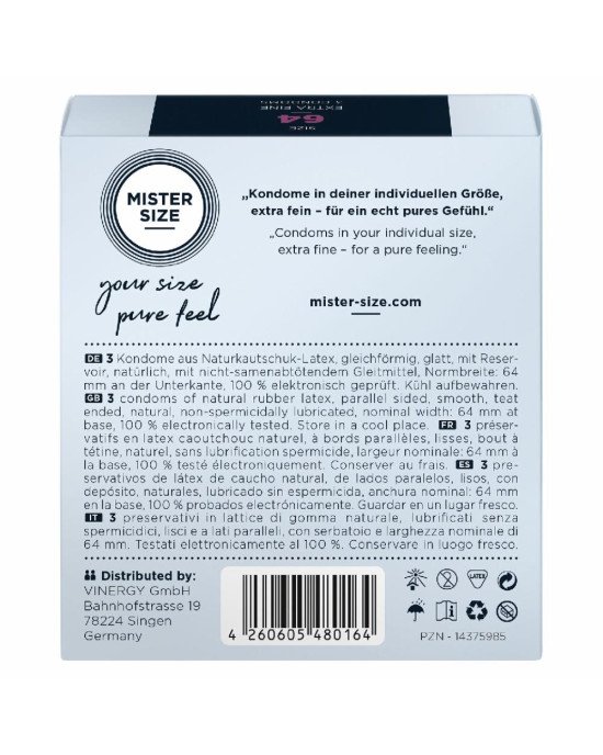 Презервативи Mister Size - pure feel - 64 (3 condoms), товщина 0,05 мм Презервативи Mister Size - pure feel - 64 (3 condoms), товщина 0,05 мм