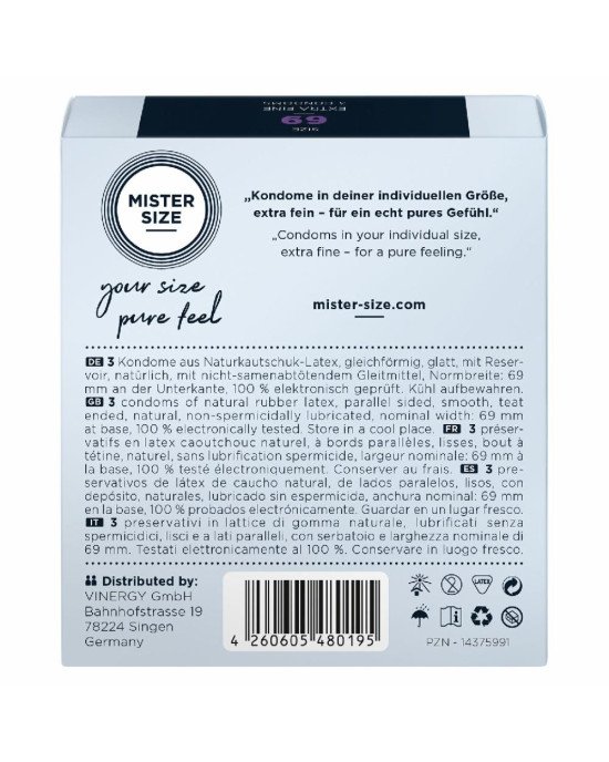 Презервативи Mister Size - pure feel - 69 (3 condoms), товщина 0,05 мм Презервативи Mister Size - pure feel - 69 (3 condoms), товщина 0,05 мм