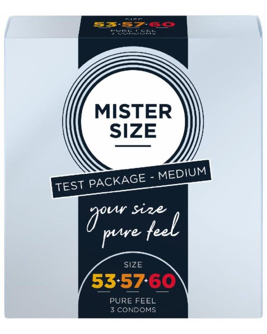 Набір презервативів Mister Size - pure feel - 53–57–60 (3 condoms), 3 розміри, товщина 0,05 мм Набір презервативів Mister Size - pure feel - 53–57–60 (3 condoms), 3 розміри, товщина 0,05 мм