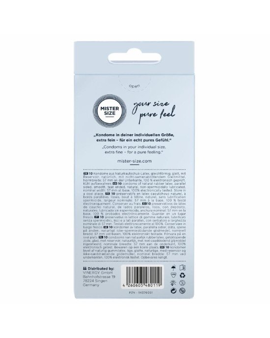 Презервативи Mister Size - pure feel - 57 (10 condoms), товщина 0,05 мм Презервативи Mister Size - pure feel - 57 (10 condoms), товщина 0,05 мм