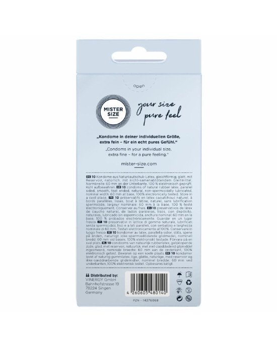 Презервативи Mister Size - pure feel - 60 (10 condoms), товщина 0,05 мм Презервативи Mister Size - pure feel - 60 (10 condoms), товщина 0,05 мм
