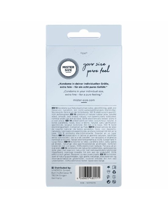 Презервативи Mister Size - pure feel - 64 (10 condoms), товщина 0,05 мм Презервативи Mister Size - pure feel - 64 (10 condoms), товщина 0,05 мм