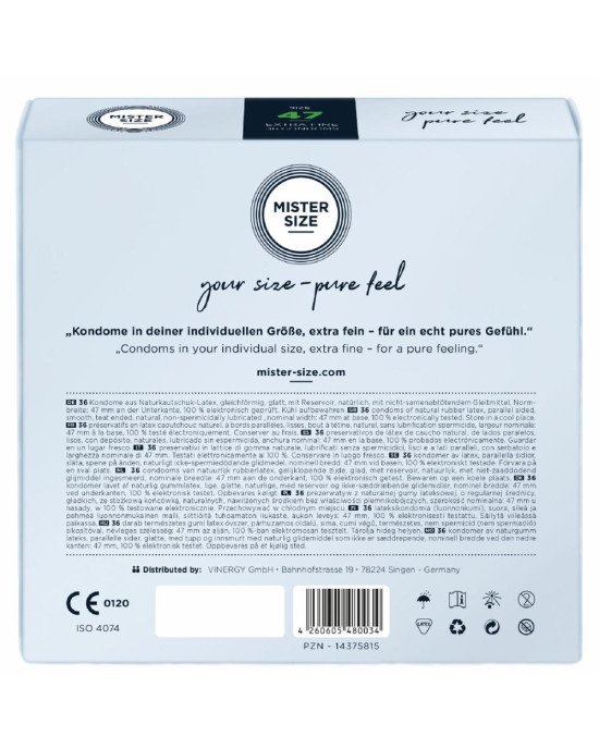 Презервативи Mister Size - pure feel - 47 (36 condoms), товщина 0,05 мм Презервативи Mister Size - pure feel - 47 (36 condoms), товщина 0,05 мм