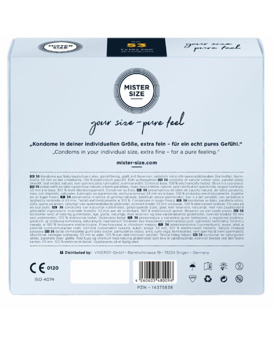 Презервативи Mister Size - pure feel - 53 (36 condoms), товщина 0,05 мм Презервативи Mister Size - pure feel - 53 (36 condoms), товщина 0,05 мм