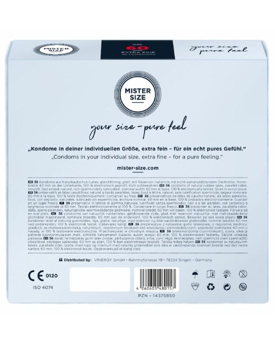 Презервативи Mister Size - pure feel - 60 (36 condoms), товщина 0,05 мм Презервативи Mister Size - pure feel - 60 (36 condoms), товщина 0,05 мм
