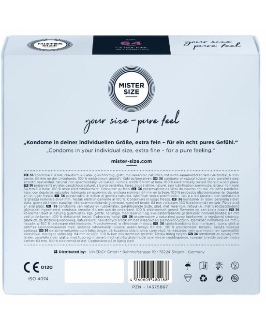 Презервативи Mister Size - pure feel - 64 (36 condoms), товщина 0,05 мм Презервативи Mister Size - pure feel - 64 (36 condoms), товщина 0,05 мм