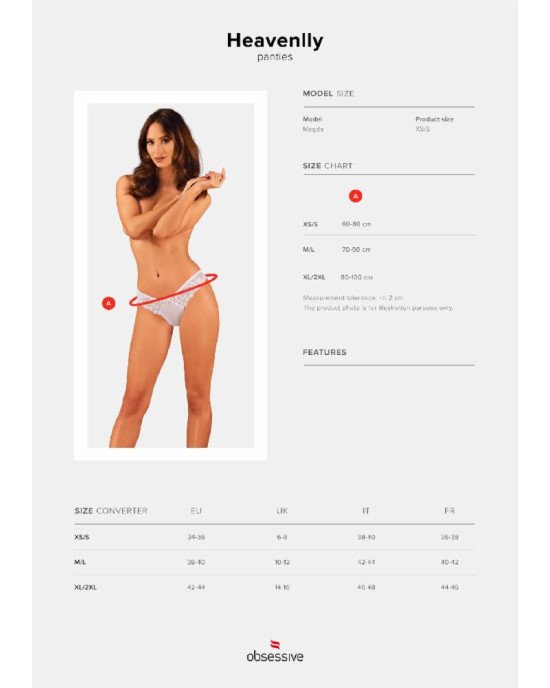 Напівпрозорі трусики Obsessive Heavenlly panties XL/2XL, відкриті сідниці