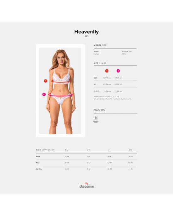 Еротичний комплект Obsessive Heavenlly 2-pcs set M/L, бюстгальтер і танга