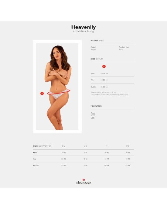 Мереживні танга Obsessive Heavenlly crotchless thong M/L, з доступом Мереживні танга Obsessive Heavenlly crotchless thong M/L, з доступом