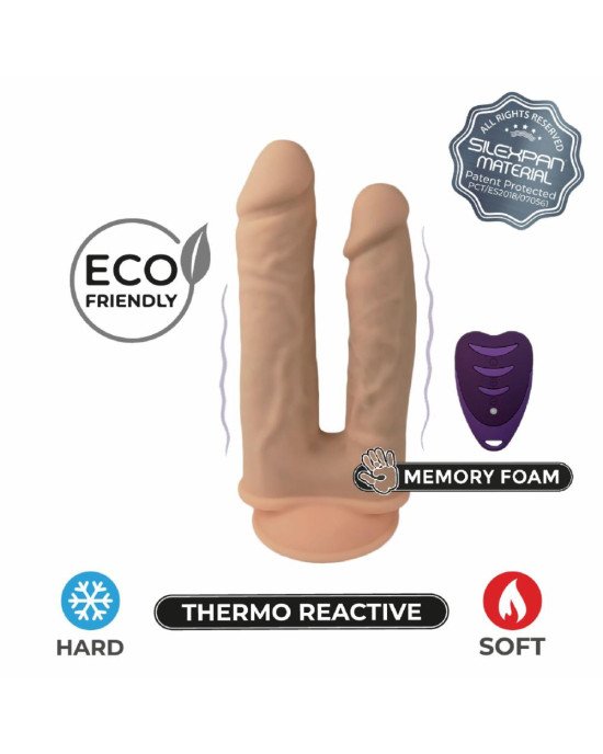 Подвійний фалоімітатор з вібрацією SilexD Double Gusto Vibro Flesh (Model 1 size 8 Подвійний фалоімітатор з вібрацією SilexD Double Gusto Vibro Flesh (Model 1 size 8