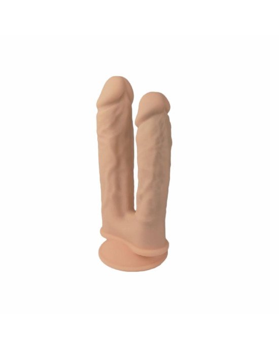 Подвійний фалоімітатор з вібрацією SilexD Double Gusto Vibro Flesh (Model 1 size 8 Подвійний фалоімітатор з вібрацією SilexD Double Gusto Vibro Flesh (Model 1 size 8