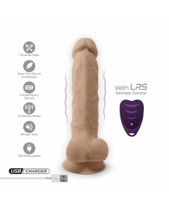 Фалоімітатор з вібрацією SilexD Vetus Vibro Flesh (MODEL 1 size 8in) + LRS, двошаровий, діаметр 4,2 Фалоімітатор з вібрацією SilexD Vetus Vibro Flesh (MODEL 1 size 8in) + LRS, двошаровий, діаметр 4,2