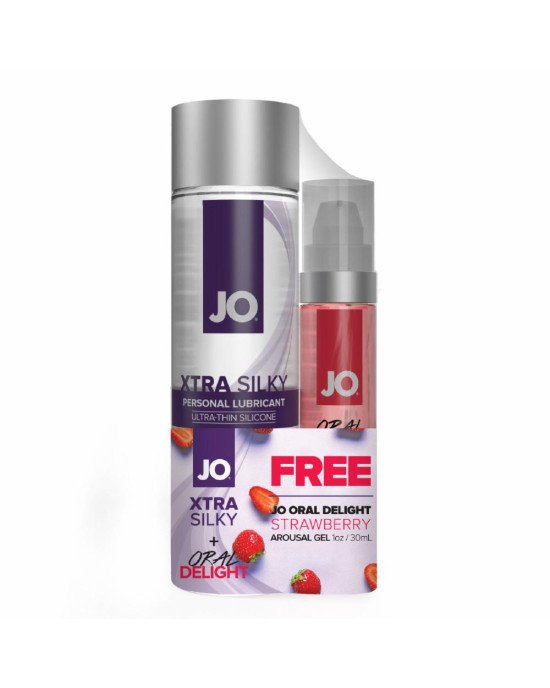 Комплект JO GWP - Xtra Silky Silicone (120 мл) & Oral Delight - Strawberry (30 мл) Комплект JO GWP - Xtra Silky Silicone (120 мл) & Oral Delight - Strawberry (30 мл)