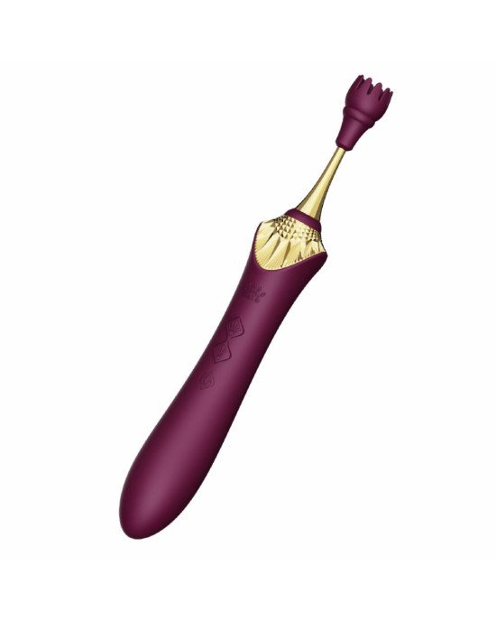 Вагінально-кліторальний вібратор Zalo — Bess 2 Velvet Purple, мультифункціональний із насадками