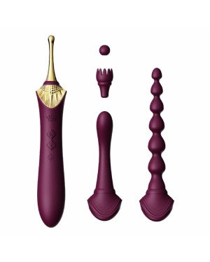 Вагінально-кліторальний вібратор Zalo — Bess 2 Velvet Purple, мультифункціональний із насадками