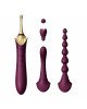 Вагінально-кліторальний вібратор Zalo — Bess 2 Velvet Purple, мультифункціональний із насадками