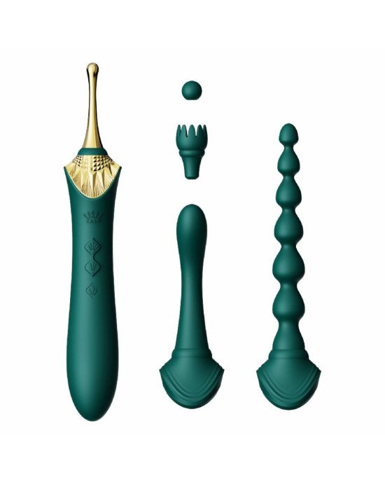Вагінально-кліторальний вібратор Zalo — Bess 2 Turquoise Green, мультифункціональний із насадками Вагінально-кліторальний вібратор Zalo — Bess 2 Turquoise Green, мультифункціональний із насадками