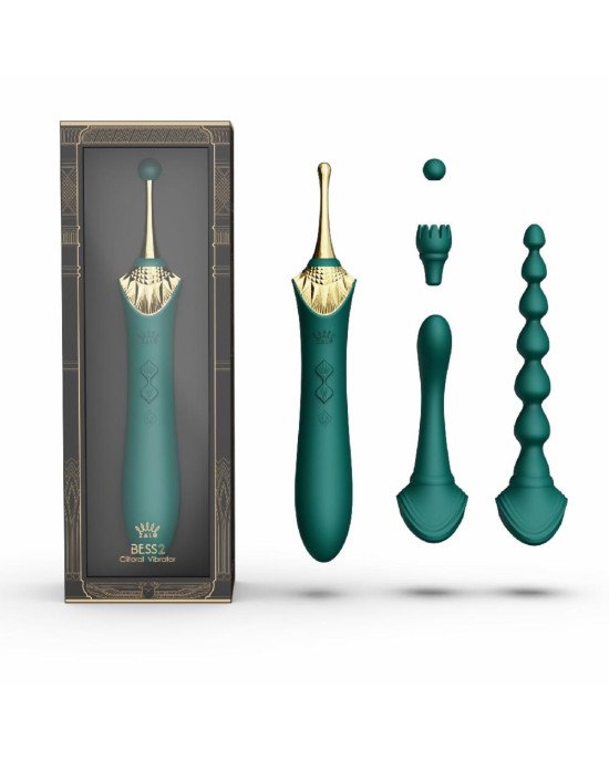 Вагінально-кліторальний вібратор Zalo — Bess 2 Turquoise Green, мультифункціональний із насадками Вагінально-кліторальний вібратор Zalo — Bess 2 Turquoise Green, мультифункціональний із насадками