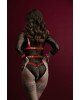 Збруя з ланцюгом та фіксаторами Feral Feelings Harness with Cuffs Red Збруя з ланцюгом та фіксаторами Feral Feelings Harness with Cuffs Red