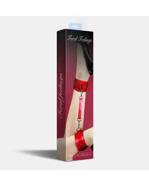 Поножи Feral Feelings - Ankle Restraints, натуральна шкіра, червоні