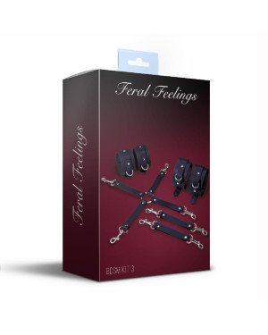 Набір Feral Feelings BDSM Kit 3 Black, наручники, поножі, конектор
