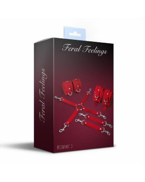 Набір Feral Feelings BDSM Kit 3 Red, наручники, поножі, конектор