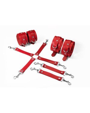 Набір Feral Feelings BDSM Kit 3 Red, наручники, поножі, конектор