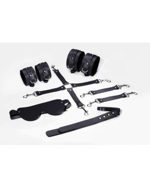Набір Feral Feelings BDSM Kit 5 Black, наручники, поножі, конектор, маска, паддл