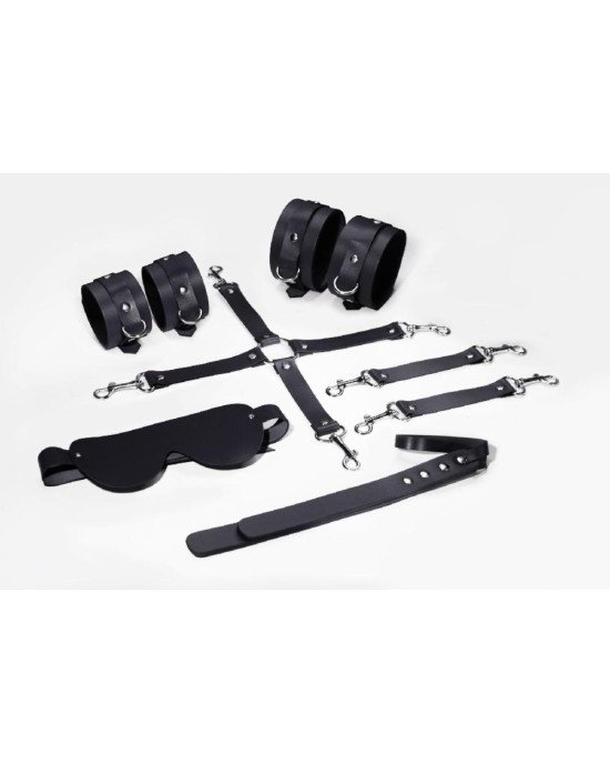 Набір Feral Feelings BDSM Kit 5 Black, наручники, поножі, конектор, маска, паддл