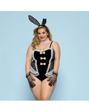 Еротичний костюм зайчика JSY «Пристрасна Медісон» Plus Size, Black, боді, вушка, рукавички, хвіст, ч
