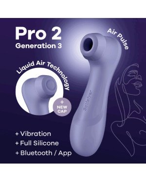 Вакуумний кліторальний стимулятор Satisfyer Pro 2 Generation 3 with Liquid Air Connect App Lilac