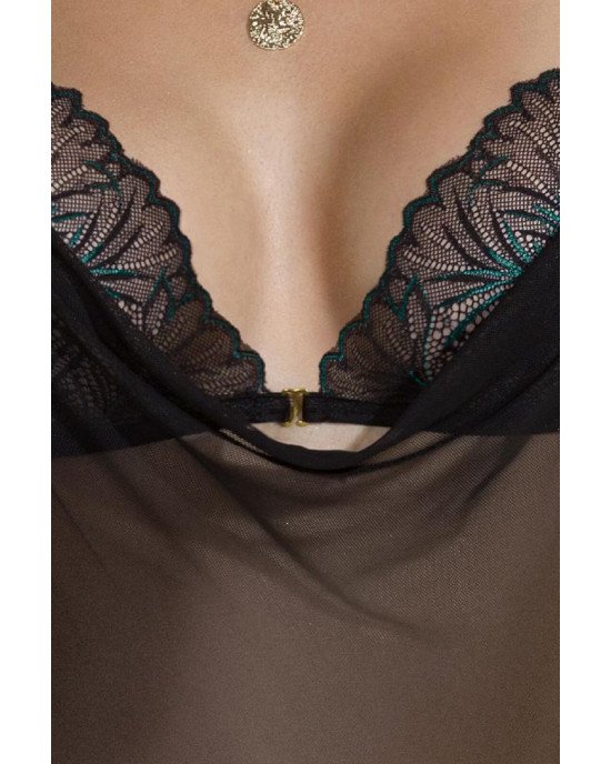 Сітчасте боді з мереживним ліфом Passion DELIENA BODY S/M black Сітчасте боді з мереживним ліфом Passion DELIENA BODY S/M black