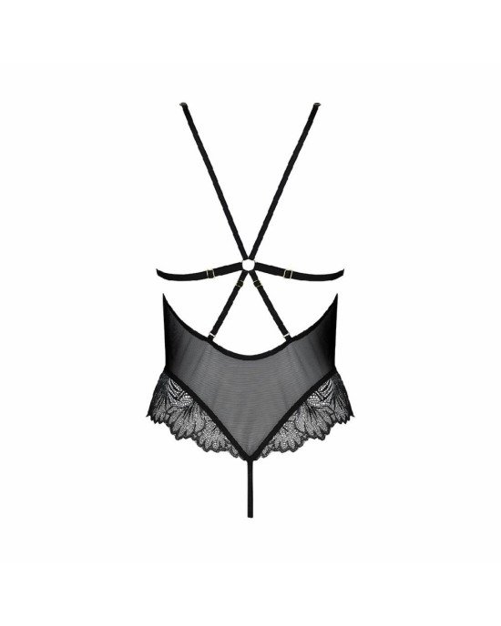 Сітчасте боді з мереживним ліфом Passion DELIENA BODY XXL/XXXL black Сітчасте боді з мереживним ліфом Passion DELIENA BODY XXL/XXXL black