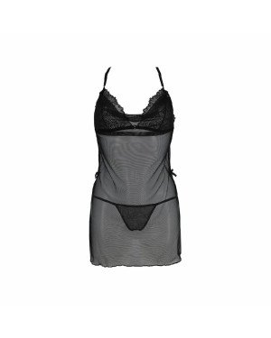 Сорочка Passion DELIENA CHEMISE XXL/XXXL black, стрінги із заниженою талією