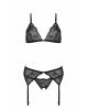 Комплект з відкритим доступом Passion DELIENA SET XXL/XXXL black, ліф, стрінги, пояс для панчіх Комплект з відкритим доступом Passion DELIENA SET XXL/XXXL black, ліф, стрінги, пояс для панчіх