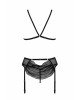 Комплект з відкритим доступом Passion DELIENA SET XXL/XXXL black, ліф, стрінги, пояс для панчіх Комплект з відкритим доступом Passion DELIENA SET XXL/XXXL black, ліф, стрінги, пояс для панчіх