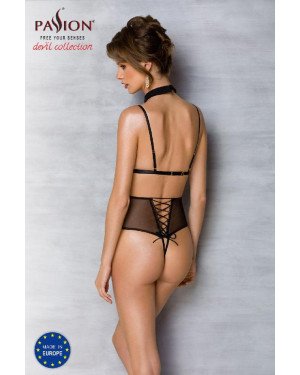 Боді з відкритими грудьми Passion DOMINICA BODY L/XL beige, комір-чокер, корсет