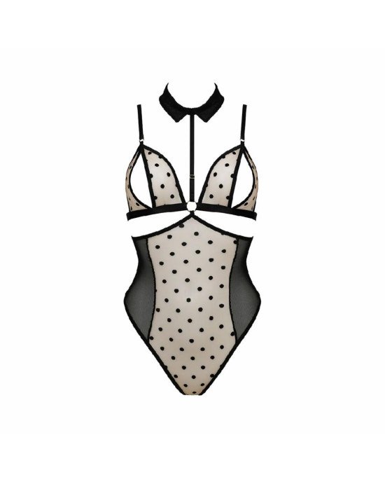 Боді з відкритими грудьми Passion DOMINICA BODY XXL/XXXL beige, комір-чокер, корсет