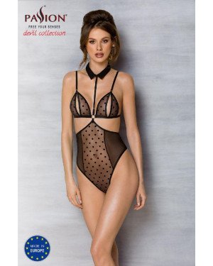 Боді з відкритими грудьми Passion DOMINICA BODY L/XL black, комір-чокер, корсет