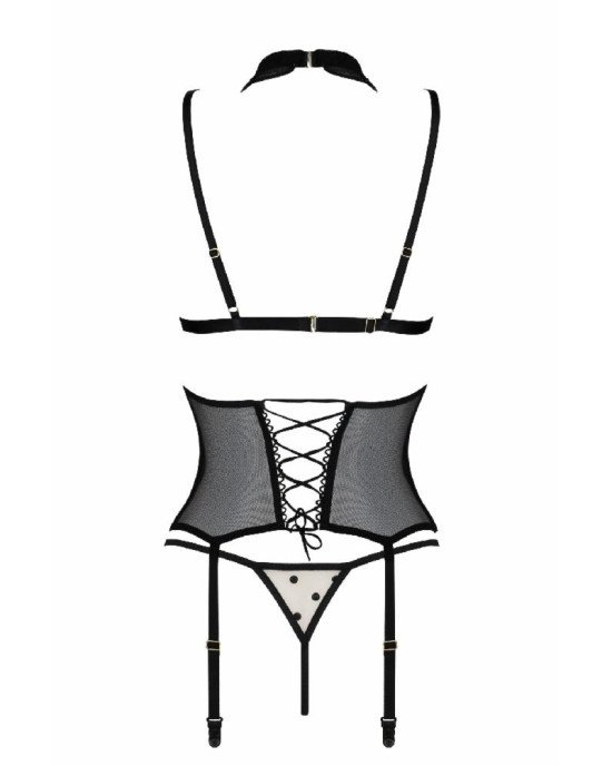 Корсет з відкритими грудьми Passion DOMINICA CORSET S/M beige, пажі для панчіх, стрінги Корсет з відкритими грудьми Passion DOMINICA CORSET S/M beige, пажі для панчіх, стрінги