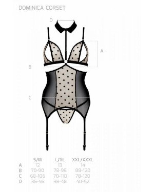 Корсет з відкритими грудьми Passion DOMINICA CORSET S/M black, пажі для панчіх, стрінги Корсет з відкритими грудьми Passion DOMINICA CORSET S/M black, пажі для панчіх, стрінги